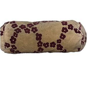 ⭐️ 5/$25 oval tan and brownish maroon decorative floral throw pillow